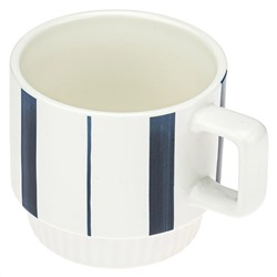 Кружка фарфоровая "Геометрия-2" "Полоски" 320мл, д8,9см h8см, матовая глазурь, с деколью, цвет - белый, д/горла 8,5см, д/основания 6,9см, в коробке (Китай)