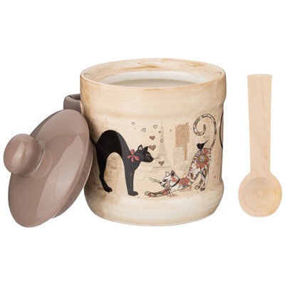 САХАРНИЦА С ЛОЖКОЙ AGNESS "ПАРИЖСКИЕ КОТЫ" 10*9,5 СМ 300 МЛ (КОР=36ШТ.)