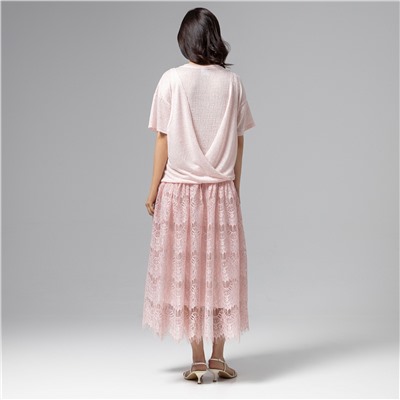 Платье комбинированное с кружевом, Доведу до мечты (soft pink)