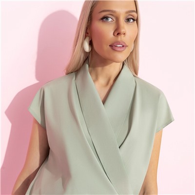 Блуза с драпировкой на запах, На пике изящества (зеленый)