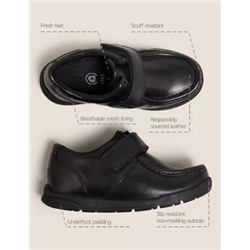 Kids' Leather Riptape School Shoes (8 Small - 1 Large)