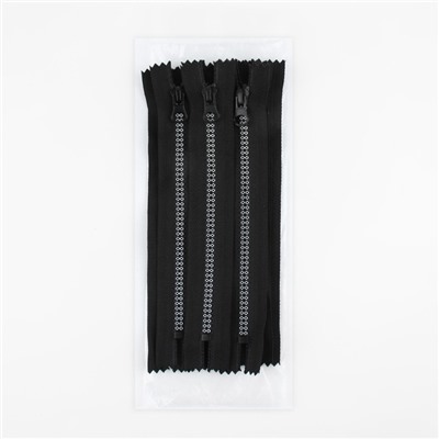 Молния «Трактор», №5, неразъёмная, замок автомат, 18 см, чёрная, белая