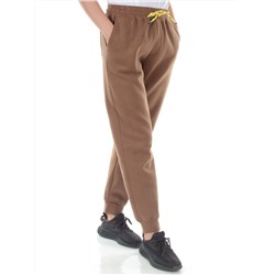 M047 BROWN Брюки спортивные утепленные женские (85% хлопок, 10% полиэстер, 5% спандекс)