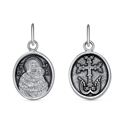 Образ (БМ Пряжевская) из серебра частичное чернение литье