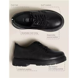Kids' Leather Elastic Lace School Shoes (8 Small - 1 Large)