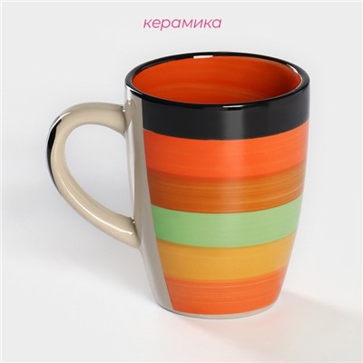 Кружка Доляна «Индия», 300 мл, керамика, оранжевая