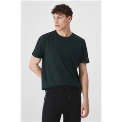 T-shirt bawełniany męski gładki kolor zielony