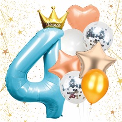 Набор шаров 8 шт "4 - Prince", голубой (цирфа + 7 шаров)