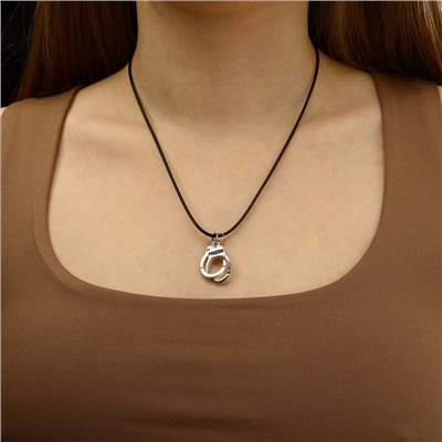 Кулон на шнурке «Наручники», цвет чернёное серебро на чёрном шнурке, 42 см