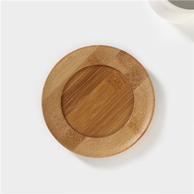 Чайная пара с ложкой BellaTenero, 3 предмета: чашка 220 мл, керамика, ложка, деревянное блюдце, белая