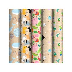 Бумага упаковочная крафт 70*100см MESHU "Fun mood" 70г/м2 ассорти 5диз ПБК100м_32884/Россия