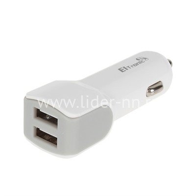АЗУ ELTRONIC Premium  2 USB выхода (1000mAh/2100mAh) в коробке (белый)