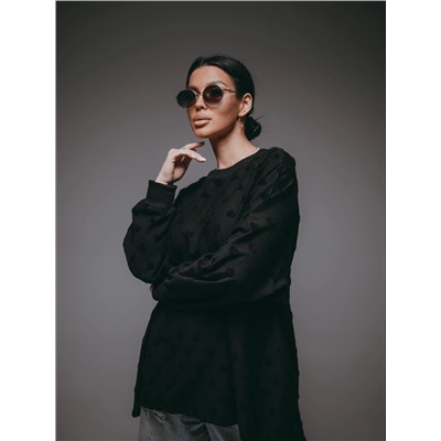 Свитшот Ребекка махра сердечки чёрный Лт