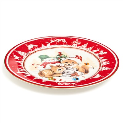 ТАРЕЛКА ЗАКУСОЧНАЯ LEFARD "ЕЛКА" 19 СМ КРАСНАЯ (КОР=18ШТ.)