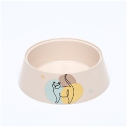 Миска "Мур-мяу" для кошек 300 мл, 14,5 x 14,5 x 4 см, бежевая