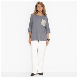 Футболка с декором из пайеток, Красиво живу (серая)
