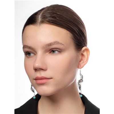 Серьги ассорти «История» скрученное перо, цвет голубой в чернёном серебре