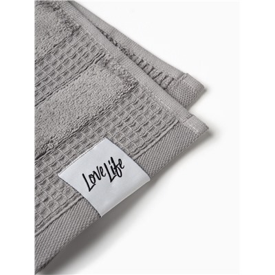 Полотенце махровое LoveLife «Макан» 30×50 см, серое, 100% хлопок, 480 г/м²