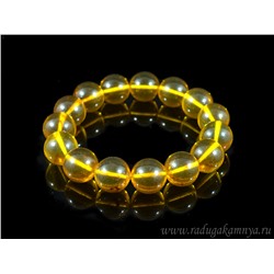 Браслет из янтаря шарик 14мм медовый