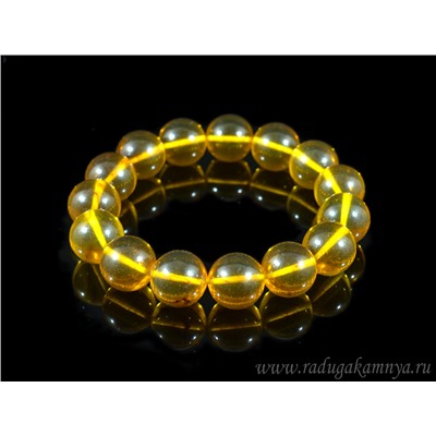 Браслет из янтаря шарик 14мм медовый