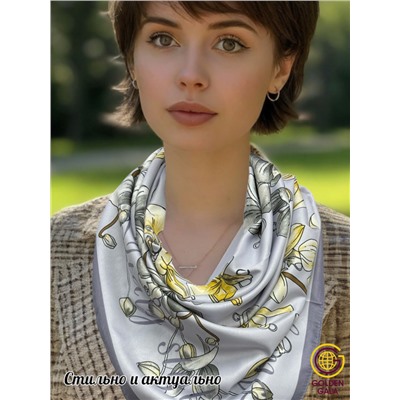 Платок шелковый Арт М43/9 (лавандовый с фиолетовой каймой)