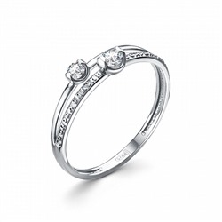 Кольцо Сп(аси и Сохрани) из серебра родированное литье с фианитом