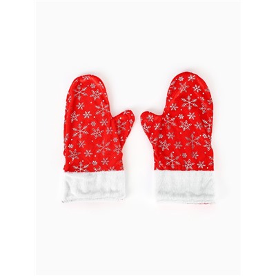 Набор карнавальный «Новогодний»: шапка с золотыми снежинками, варежки, борода, р-р 56-59