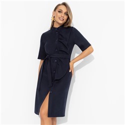 Платье с акцентным воланом, Счастье свободы (blue, с поясом)