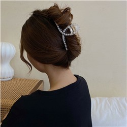 Краб для волос Жемчужный пластиковый Петелька, 11 см.