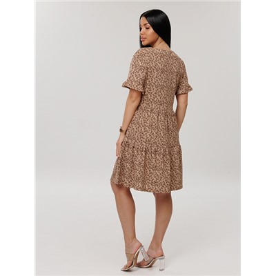Женское платье Пл-117(К) / Коричневый (цветы)