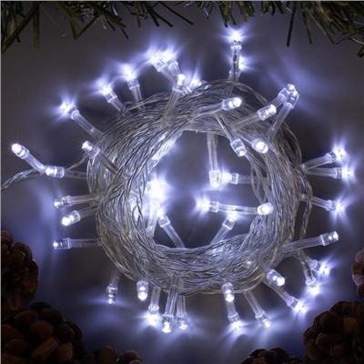 Гирлянда «Нить» 5 м, IP20, прозрачная нить, 50 LED, 8 режимов, 220 В, свечение белое