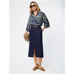 Юбка-миди из хлопка с разрезом