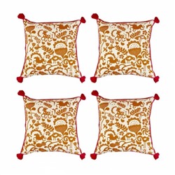 Набор золотисто-коричневых чехлов для подушек (4 шт), URSPRUNGLIG Cushion Cover White/Golden-brown Set, произв. IKEA