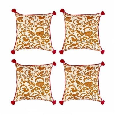 Набор золотисто-коричневых чехлов для подушек (4 шт), URSPRUNGLIG Cushion Cover White/Golden-brown Set, произв. IKEA