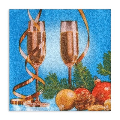 Новогодние салфетки бумажные Fresco «Шампанское», 2 слоя, 33х33 см, 20 шт