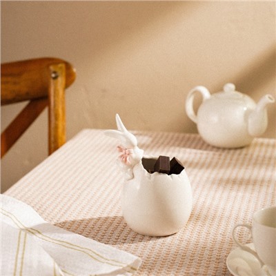 Конфетница SL Home «Лесные кролики», 10×9×15 см, фарфор, белая