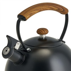 Чайник 2,5 л из нержавеющей стали со свистком, индукционное дно WEBBER BE-0603 черный, ручка дерево