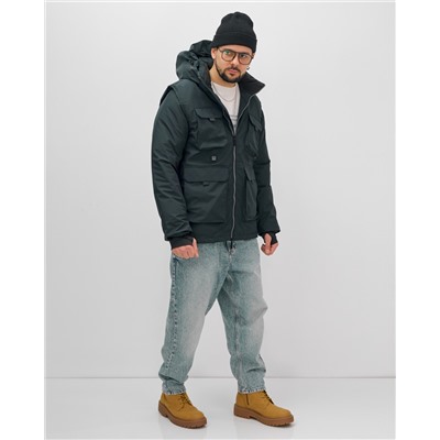 Куртка - жилетка трансформер с подогревом 2 в 1 мужская зимняя темно-синего цвета 6668TS