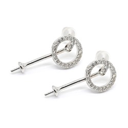 Основа для сережек,серебряные пусеты 18*9мм с фианитами, 1пара.