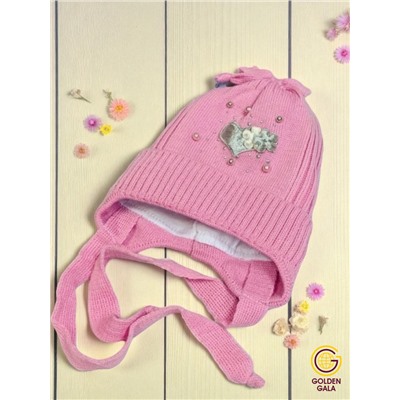 Утепленная шапка для девочки на возраст 1-2 года Арт 8