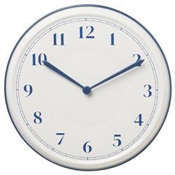 SYKOMORLÖNN, Wanduhr, weiß/blau,, 30 cm