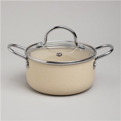 КАСТРЮЛЯ AGNESS С АНТИП. ПОКР.  И СТЕКЛ. КРЫШКОЙ 950 МЛ, 14*7 СМ