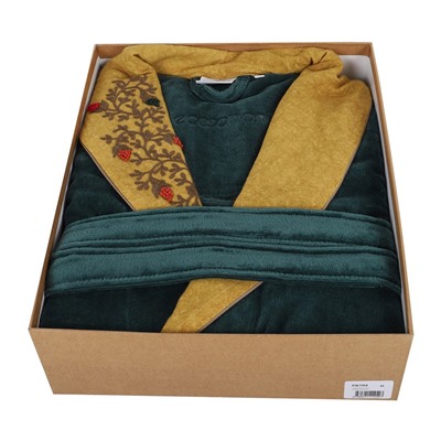 Халат Велюровый Женский (L) Pietra Yeşil Bayan Bornoz Large - EcoCotton