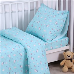 Постельное бельё BABY Единорожки бирюза 112х147см, 110х150см, 60х60см, бязь 120г/м, , хлопок 100%