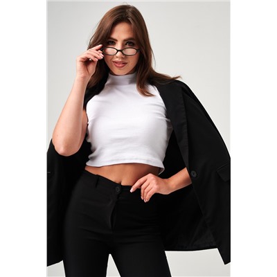 Женский топ 52714  укороченный с горлом / белый