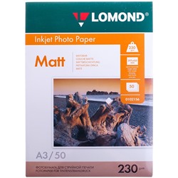 Фотобумага А3 для стр. принтеров Lomond, 230г/м2 (50л) матовая односторонняя