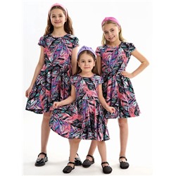 Детское платье "Птичка" / Тропики розовые