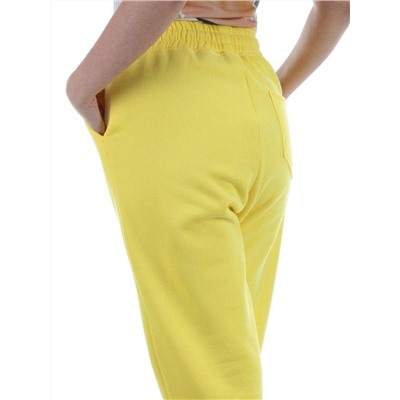 M061 YELLOW Брюки спортивные женские на флисе (100% хлопок) 7986