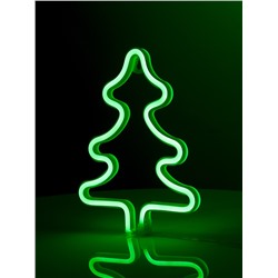 Неоновая вывеска «Ёлка» 20 × 25 см, батарейки ААх3 (не в комплекте), USB, свечение зелёное