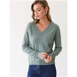 Джемпер с V вырезом из мягкой пряжи с кашемиром